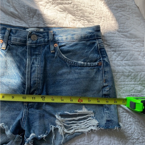 Agolde Blue Distressed Jean Shorts - Picture 9 of 9